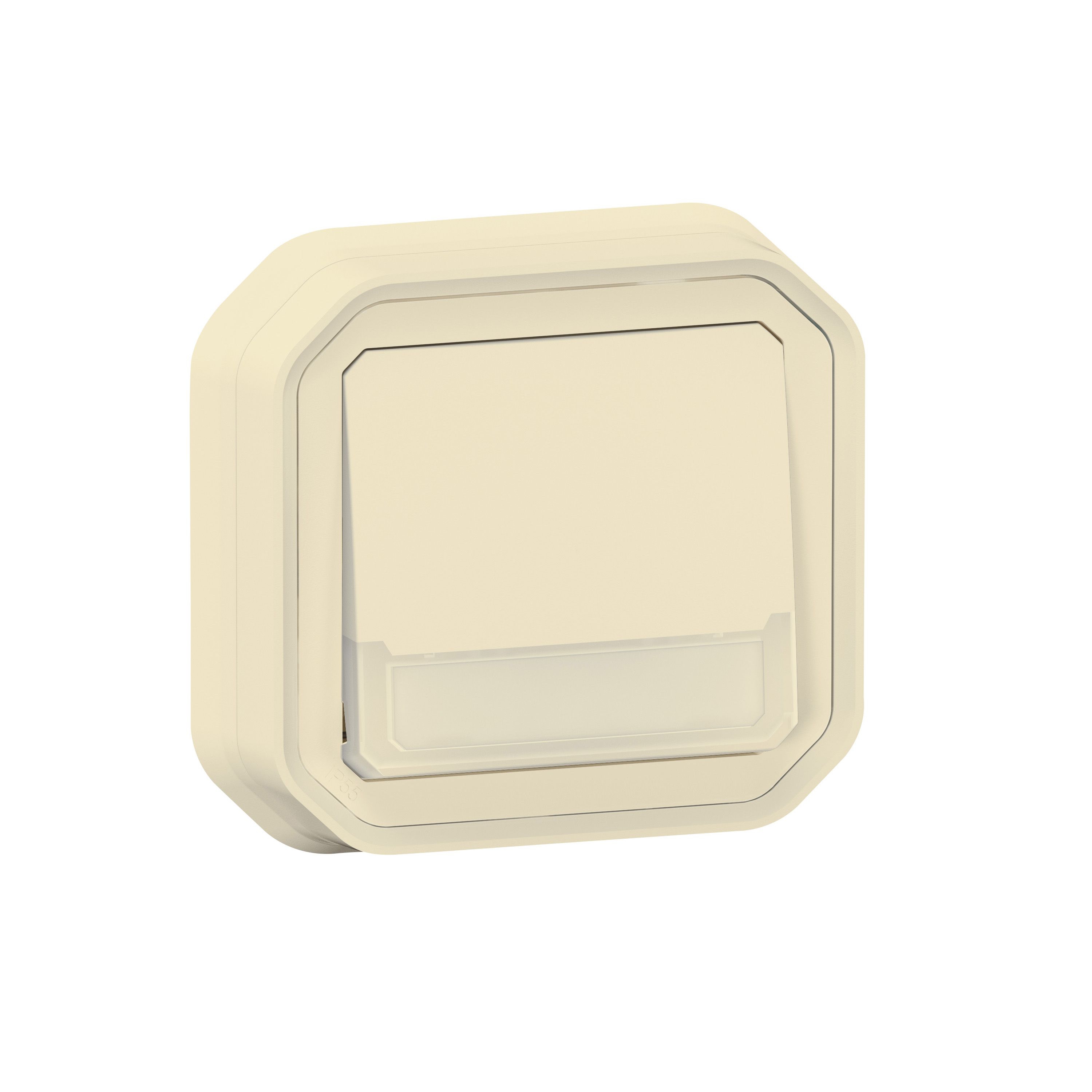 Legrand 069829L Plexo New Feuchtraum-Unterputz Taster Wechselkontakt beleuchtet mit Beschriftungsfeld, beige