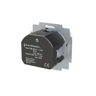 Busch-Jaeger 20 EUCB2USBAC-214 Schutzkontakt-/USB-A+C Steckdose Safety+, mit Befestigungskrallen, alpinweiß glänzend, Reflex SI