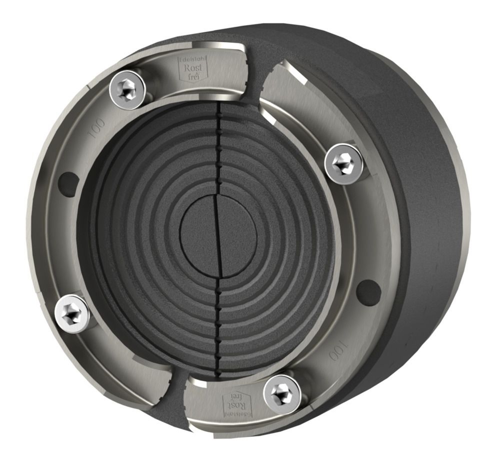 Hauff 3030300060 Standard-Ringraumdichtung für Rohre mit U-Profil-Pressplatten mit stufenloser Supersegmentringtechnologie HSD100 SSG 1x18-65 b40 A2/EPDM55