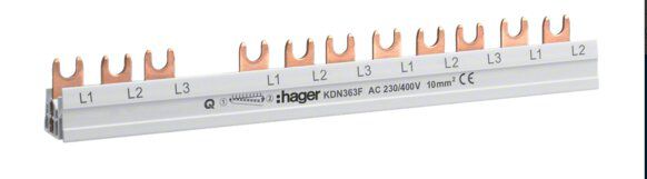 Hager KDN 363F Kompakt-Phasenschiene 3P +N, 10 mm2, für 1FI + 8 LS