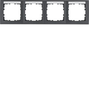 Berker 10249969 Rahmen 4-fach waagerecht, mit Beschriftungsfeld, S.1, anthrazit matt