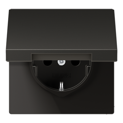 Jung AL1520KLAN Schutzkontakt-Steckdose, 16 A 250 V ~, Klappdeckel, Aluminium lackiert, Serie LS, anthrazit