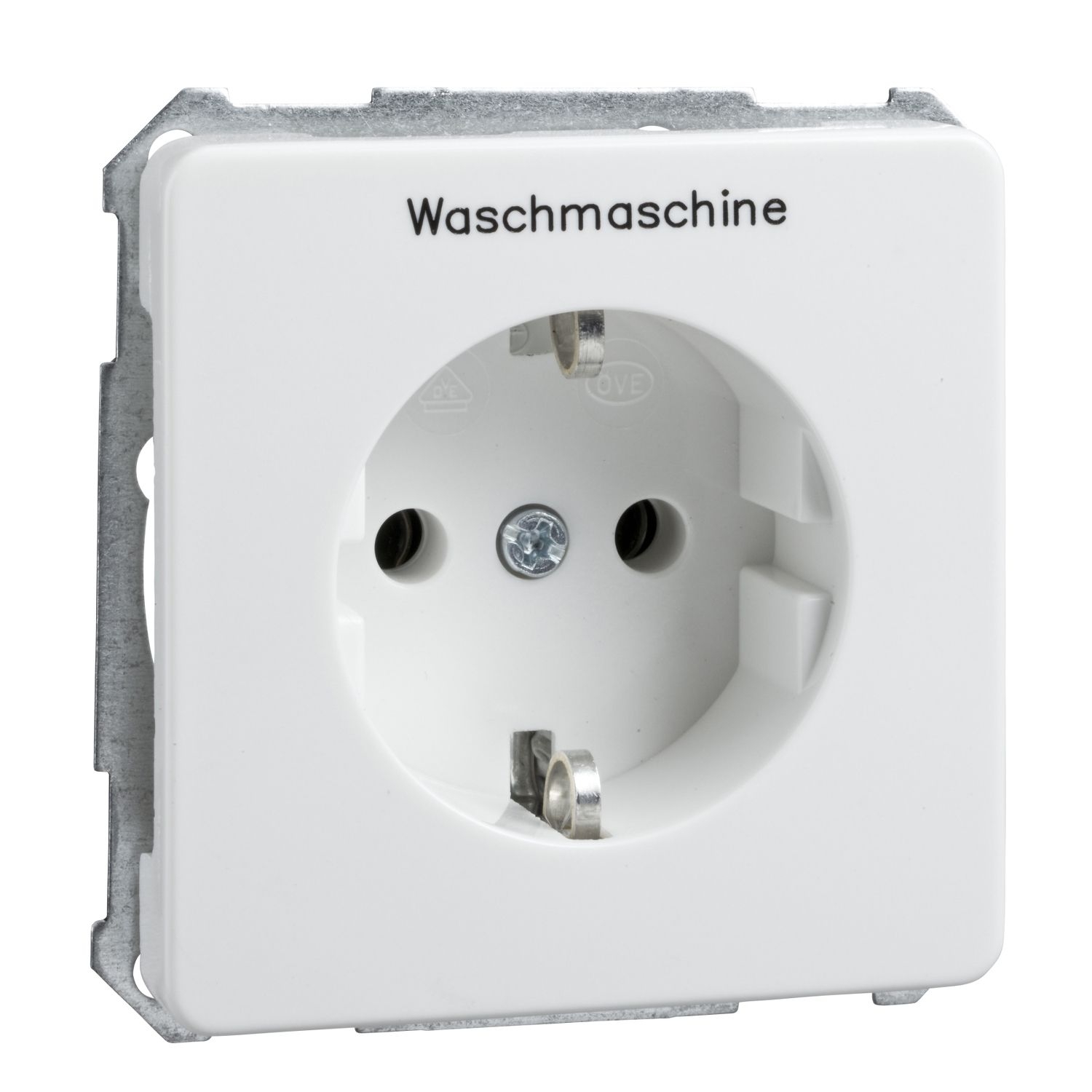 Elso 205124 Schutzkontakt-Steckdose mit Aufdruck "Waschmaschine", 16 A, 250 V, Steckklemme, hochkratzfest, Fashion, reinweiß glänzend