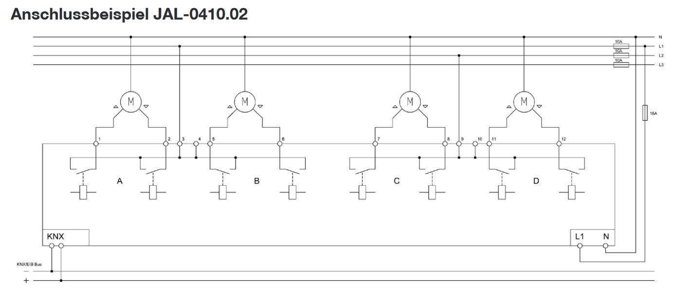 MDT JAL-0410.02 Jalousieaktor 4-fach, 4TE REG, 10A, 230VAC