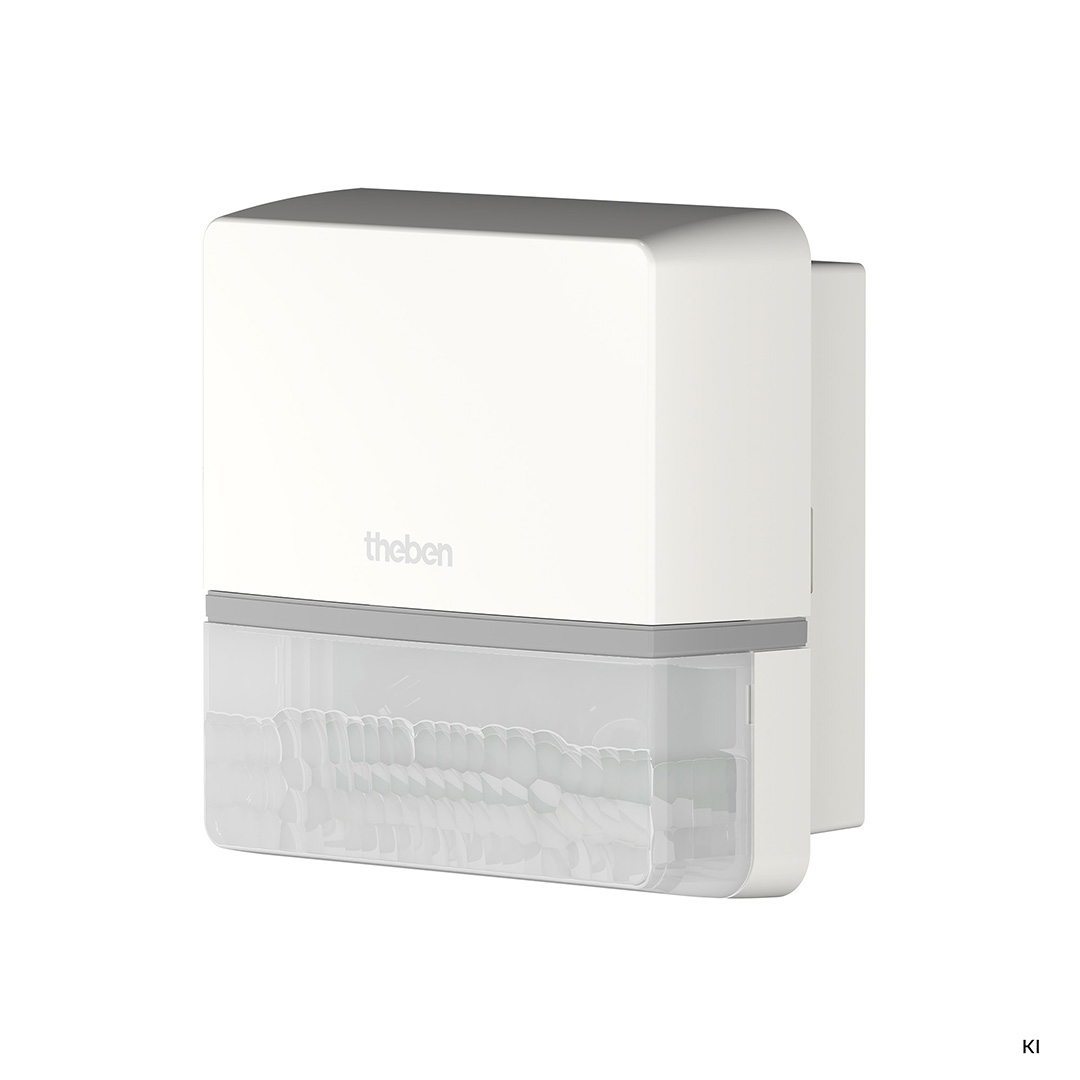 Theben 1010105 TECTA D180i Bewegungsmelder (PIR) für die Wandmontage im Außenbereich, Erfassungsbereich 180° per App einstellbar, Unterkriechschutz, Exit-On, weiß