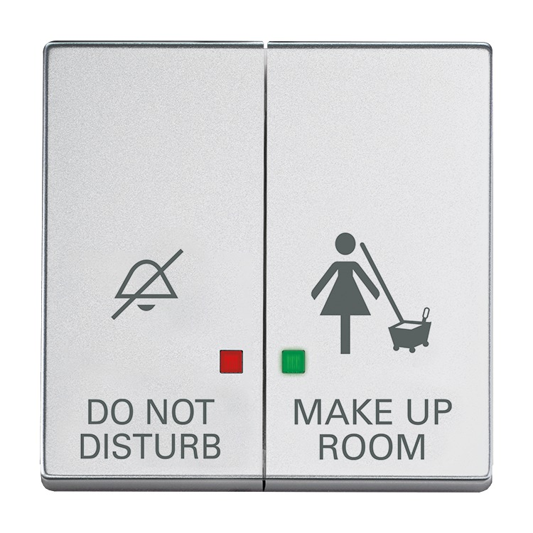 Busch-Jaeger 2058-24-44G Wippe 2-fach für Elektroniktaster mit Aufdruck "DO NOT DISTURB"/"MAKE UP ROOM", Zimmereinheit, aluminium silber matt