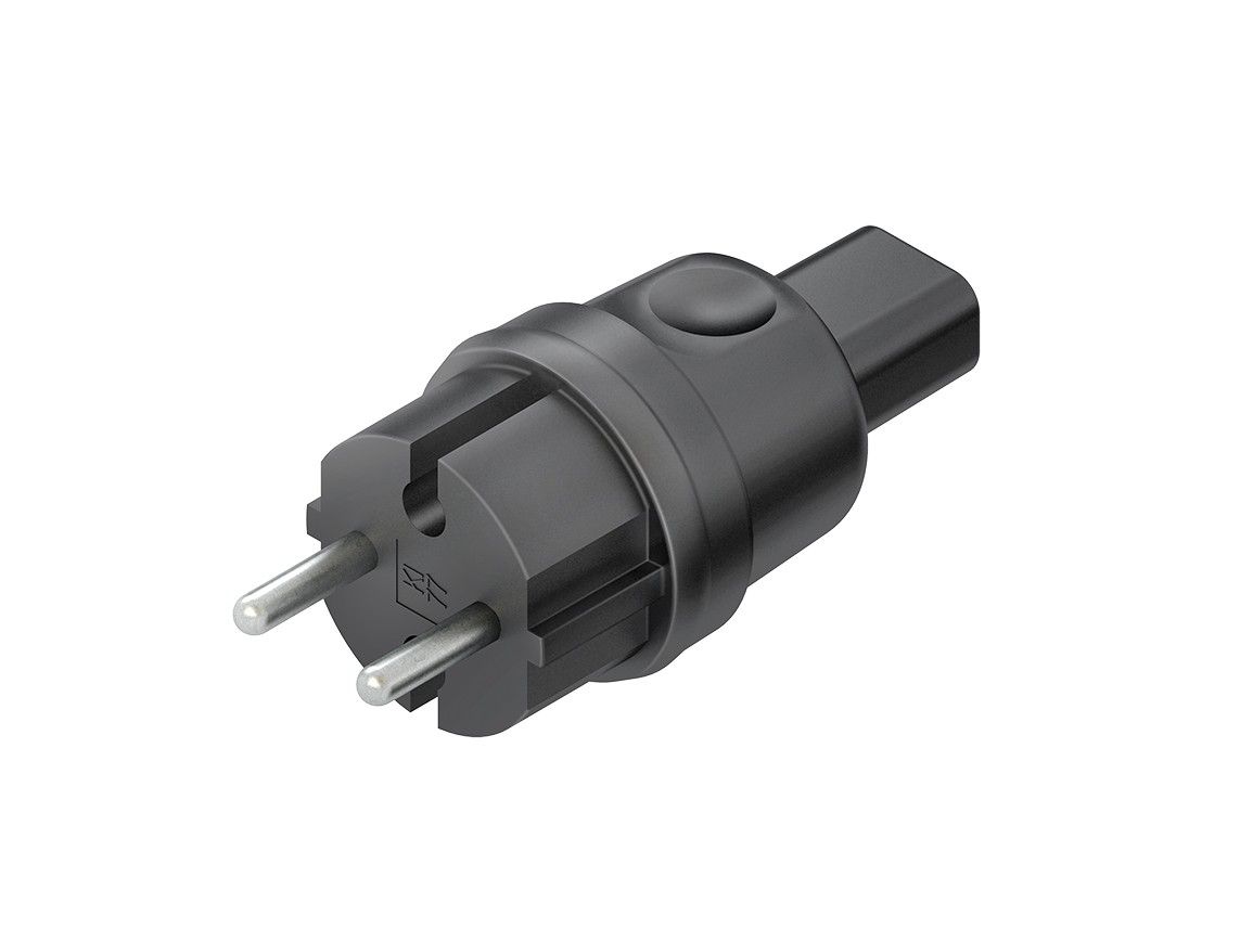 Kleinhuis HKL 77 Schutzkontakt Konturenstecker, ohne Schutzkontakt, nur zum Anschluss an 2-adrige Illuminationsflachleitung, schwarz