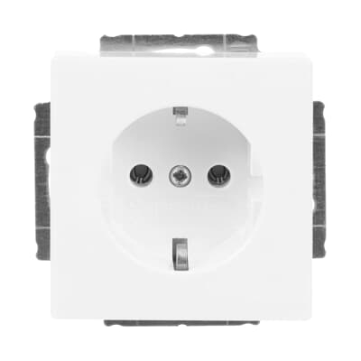 Busch-Jaeger 20 EUC-84 Schutzkontakt-Steckdose, mit Befestigungskrallen, studioweiß glänzend, Plattform 63