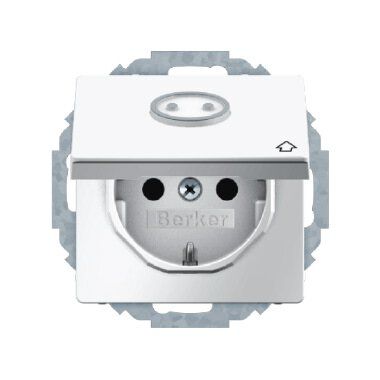 Berker 47446049 Schutzkontakt-Steckdose mit Klappdeckel, abtastbarem Symbol und erhöhtem Berührungsschutz, Q.x, polarweiß samt