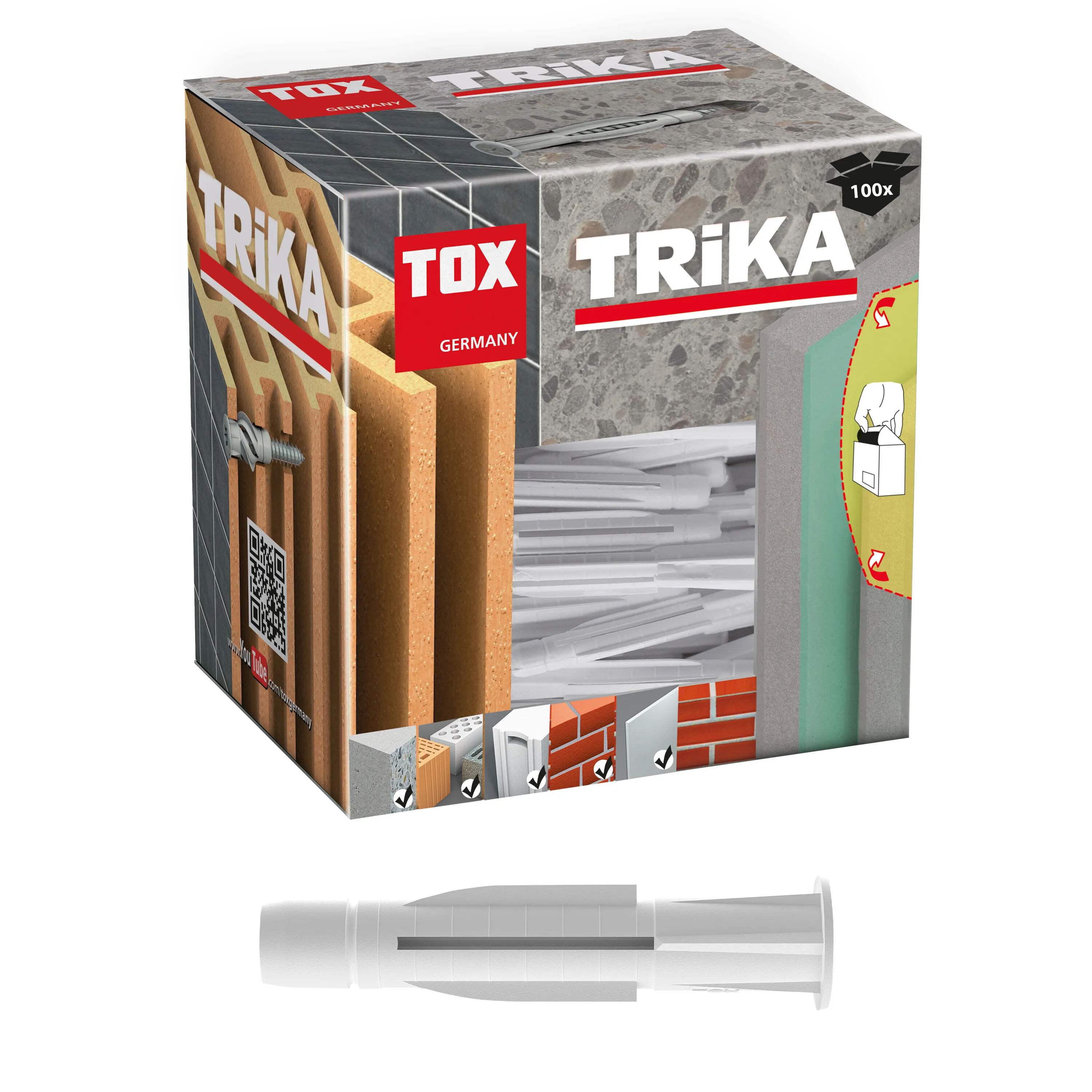 TOX 011100081 Allzweckdübel Trika, 7/36mm, weiß, VPE mit 100 Stück