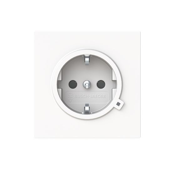 Busch-Jaeger 20 EUCBL-44M Schutzkontakt-Steckdose Safety+ mit LED-Kontrolllicht, mit erhöhtem Berührungsschutz, mit Befestigungskrallen, studioweiß matt, Busch-art linear