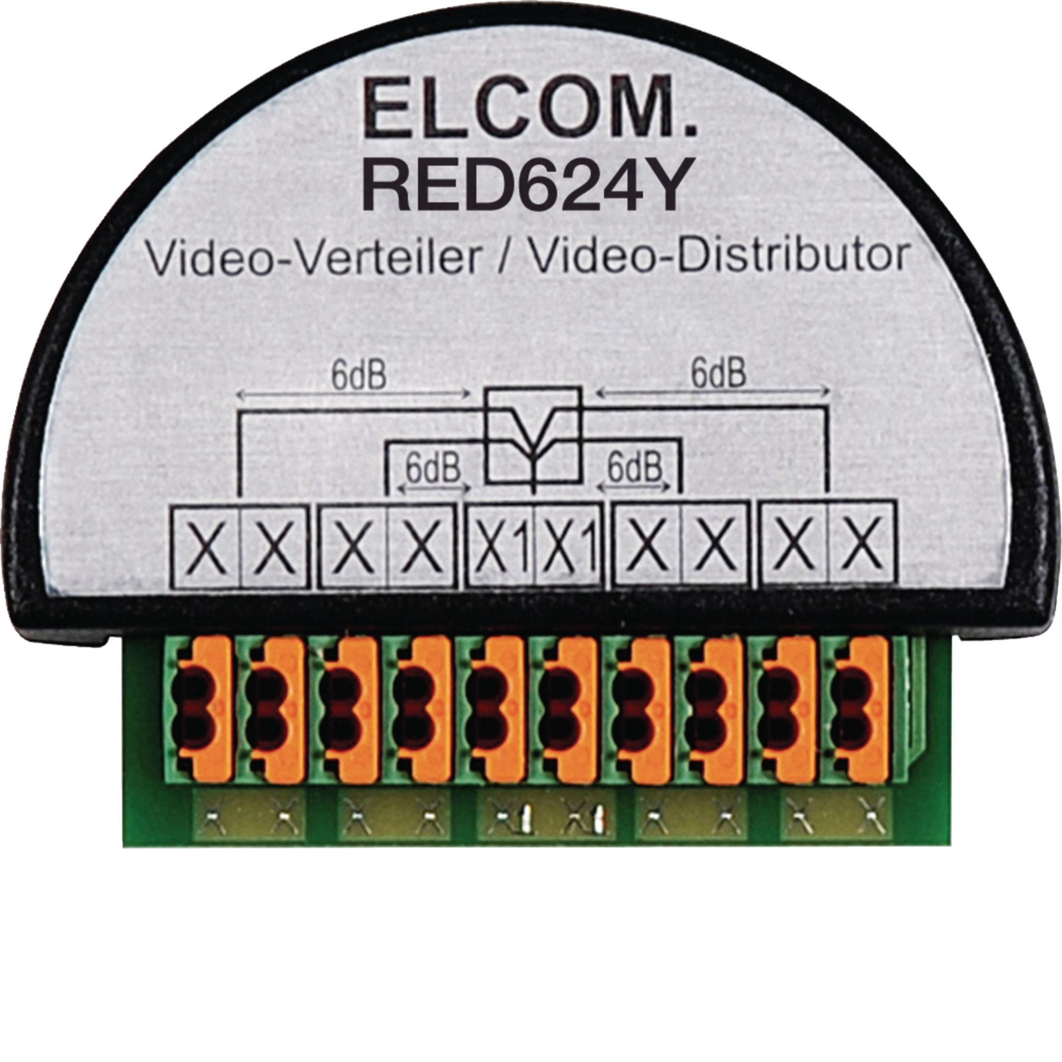 Elcom RED624Y Verteiler 4 fach, Unterputz Einbau, 2 Drahts, Schwarz