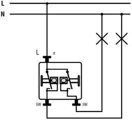 Jung 505U5 Wippschalter (Einsatz) 10 AX 250 V~, Serien mit 2 Glimmlampen Art.-Nr.: 94