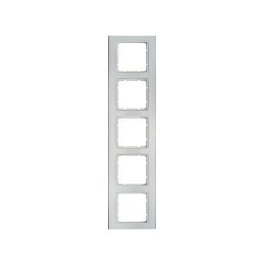 Berker 10153904 Rahmen 5-fach, B.3, Alu/polarweiß matt, Aluminium eloxiert