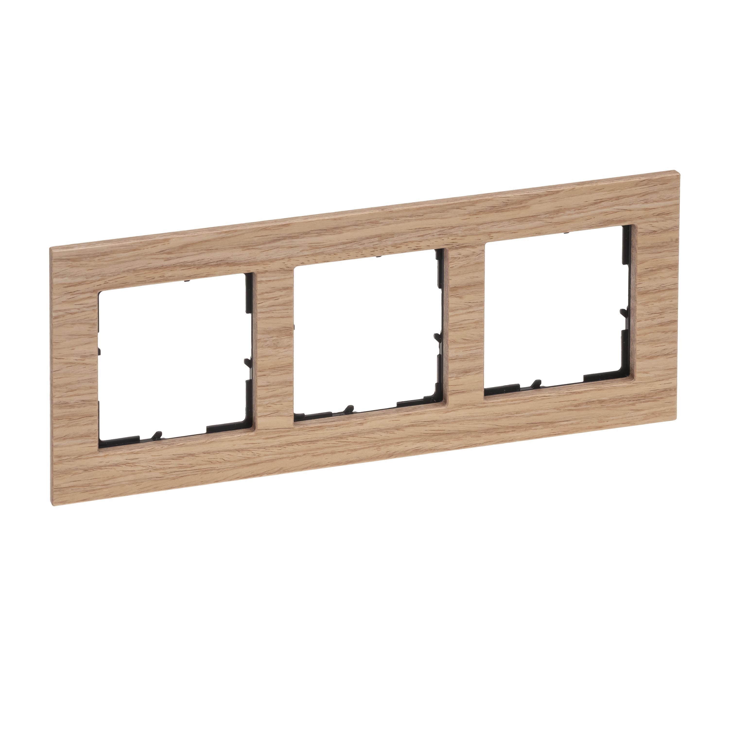Legrand 766143 SEANO Natura 3-fach Rahmen aus Echtmaterial, Eiche hellbraun