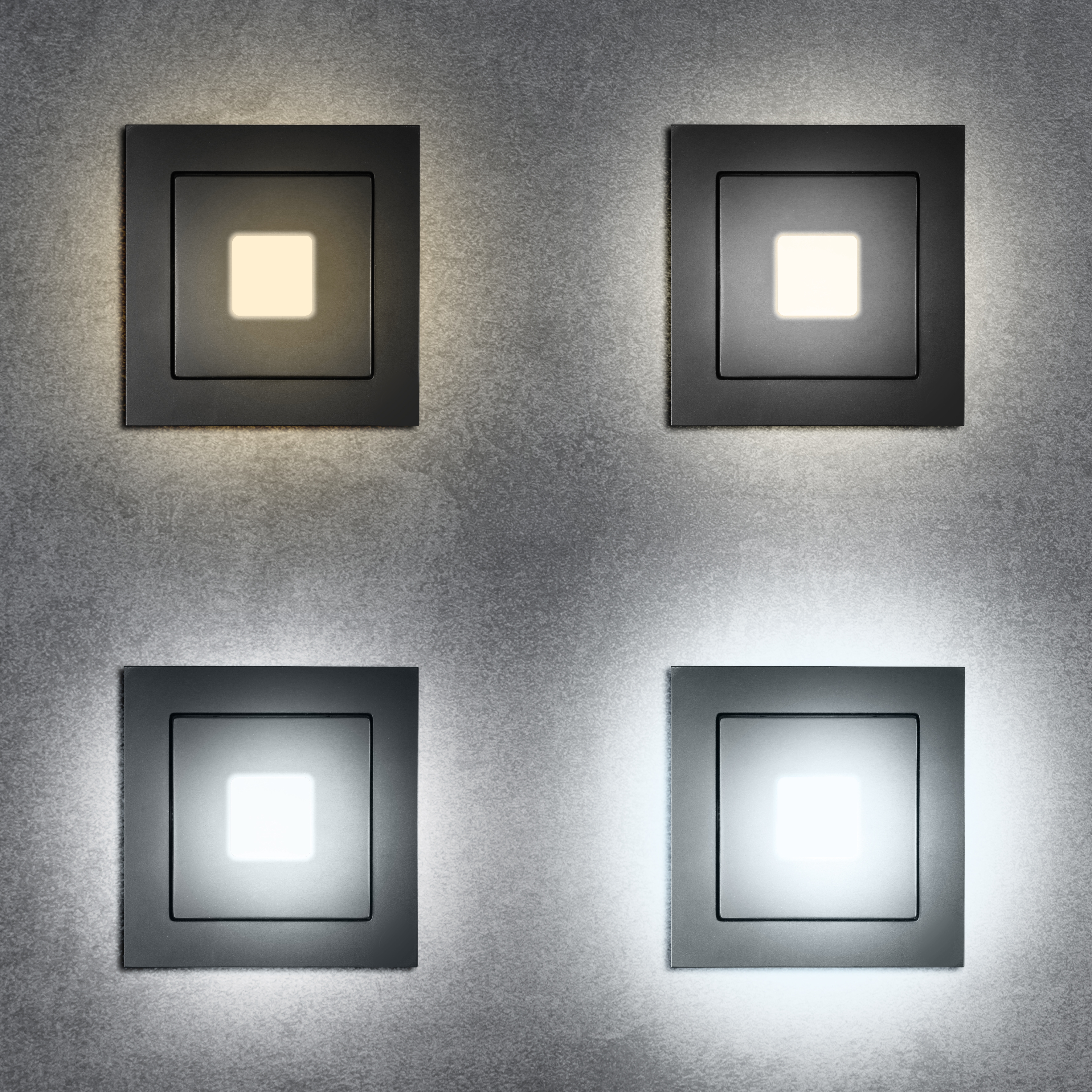 qles WEQ0814 Wandeinbauleuchte Quadrat, für Merten System-M, beleuchtet/LED/warmweiß (3000k), Anthrazit, edelmatt, IP44