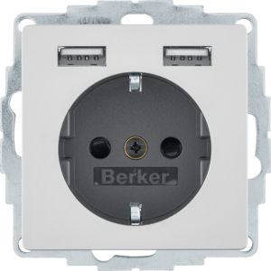 Berker 48036084 Schutzkontakt-Steckdose / USB A-A, Q.x/Q.9, aluminium samt