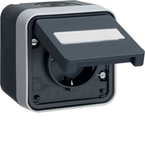 Berker 47413525 Schutzkontakt-Steckdose mit Klappdeckel, W.1, grau