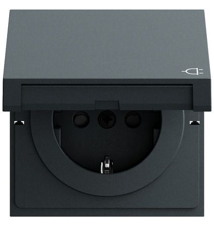 Gira 441473 Schutzkontakt-Steckdose mit Klappdeckel und erhöhtem Berührungsschutz (Safety Plus), System 70, anthrazit (lackiert)