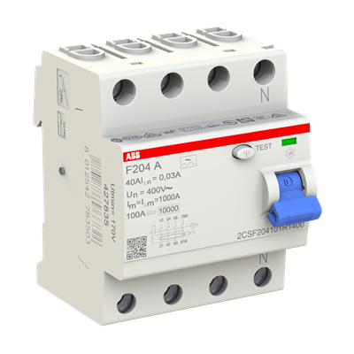 ABB F204A-40/0.03 Fehlerstrom-Schutzschalter, 4-polig, 40 A, 30 mA, Typ A, pro M compact Serie