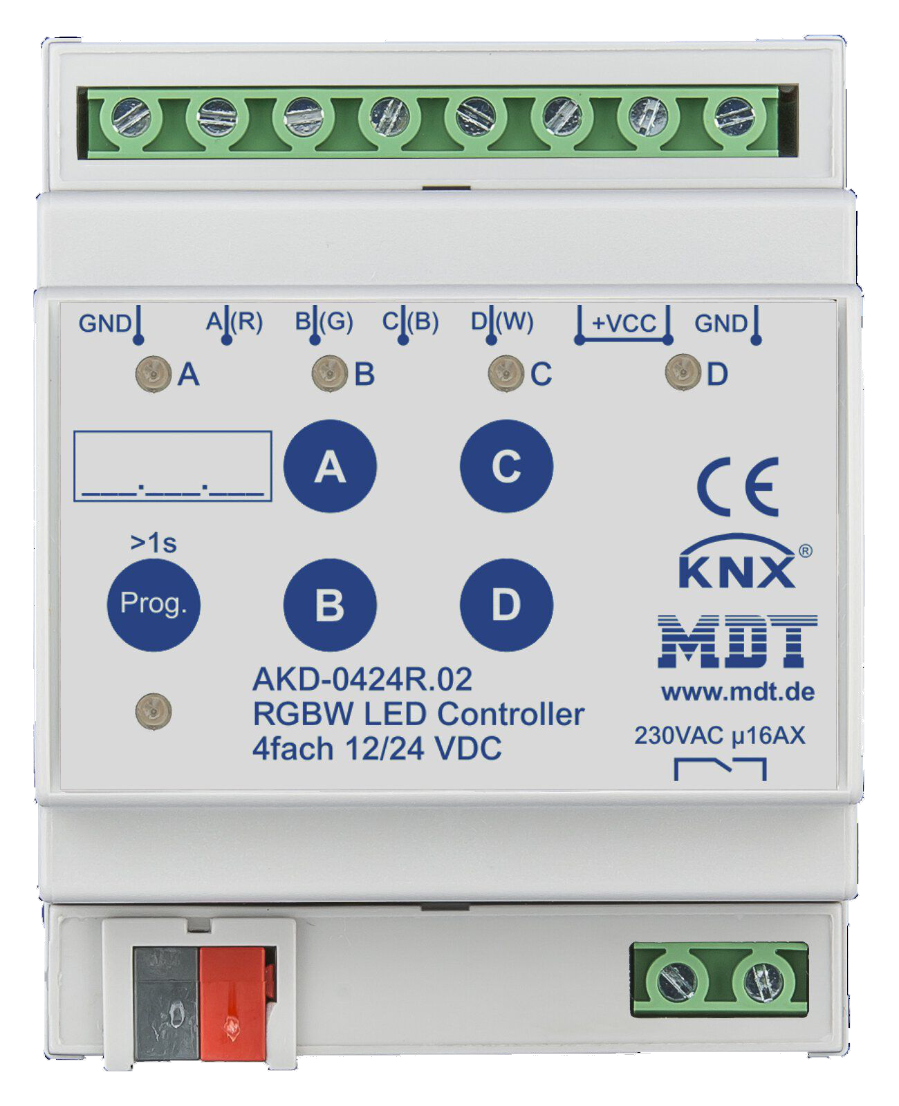 MDT AKD-0424R.02 RGBW LED Controller 4-fach, 4TE REG