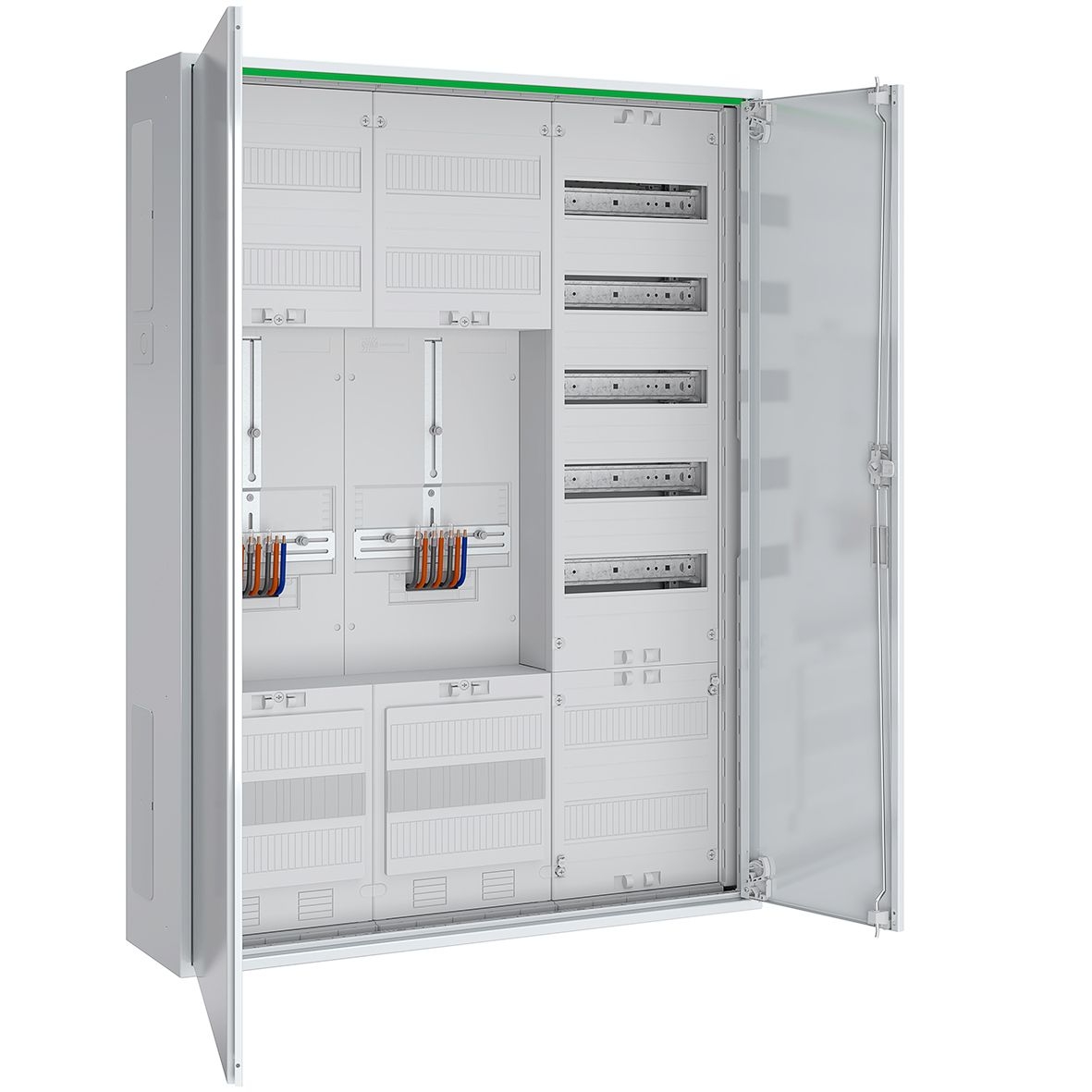 ABN ABNRS307Z0012 Zählerschrank 3Pkt, 2Z, 1V, 1APZ, HLAK, IP44, SKII, 5-polig, BxHxT 800x1100x210 mm, weiß