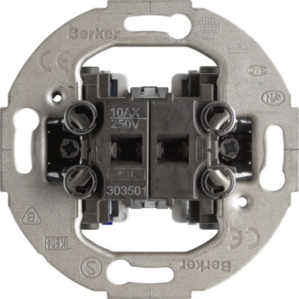 Berker 303501 Serienschalter, 10 AX, runder Tragring, Unterputz