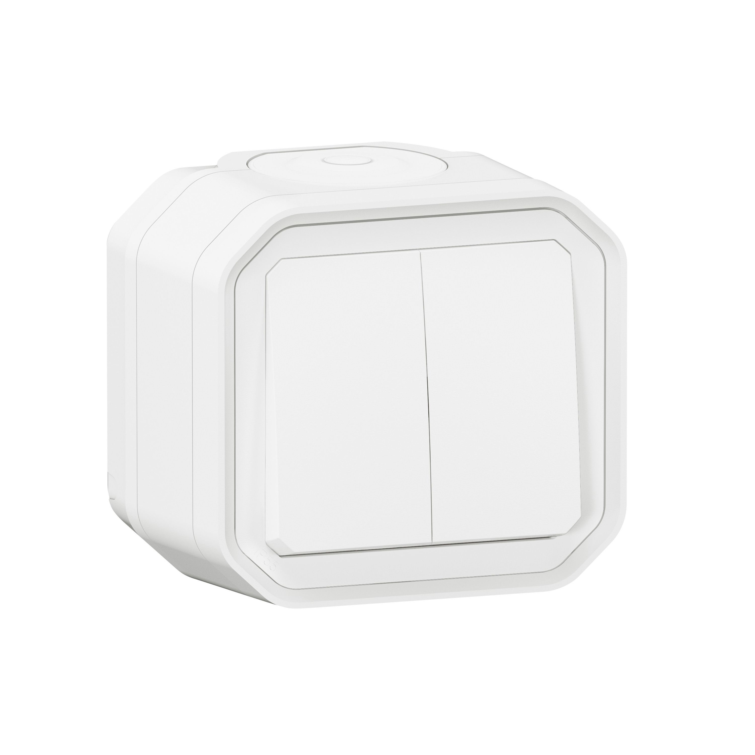 Legrand 069755L Plexo New Feuchtraum-Aufputz wahlweise Doppelwechselschalter 10 AX/Taster 10 A, ultraweiß