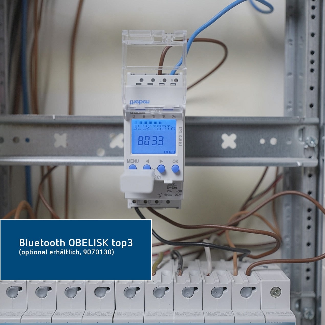 Theben 6100130 TR 610 top3 Digitale 1-Kanal Zeitschaltuhr, App, 600 W LED, Zeitschalter, 10 Jahre Gangreserve, Nulldurchgangsschaltung, Dauerschaltung EIN/AUS, DIN-/Hutschiene, Schaltungsvorwahl