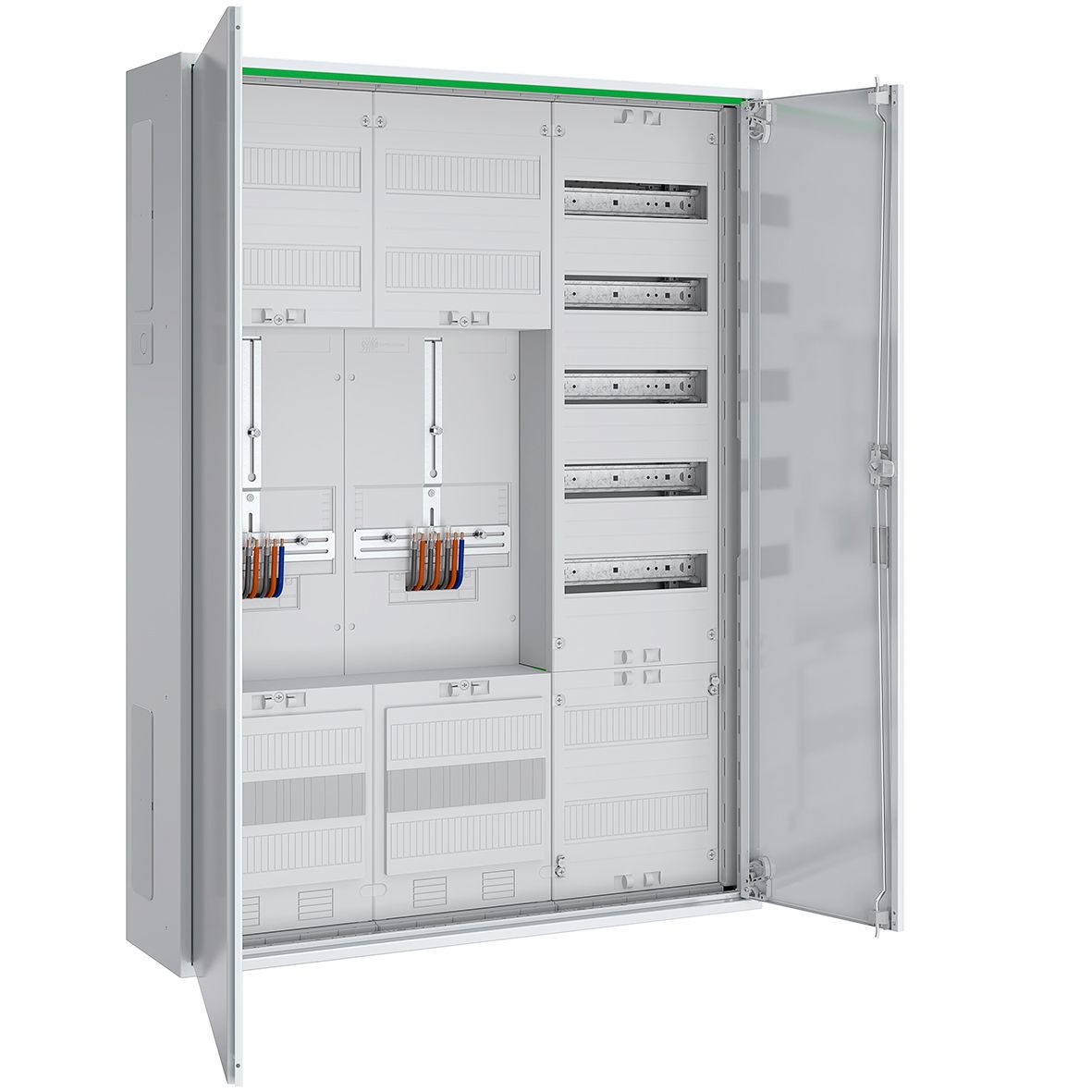 ABN ABNRS307Z0072 Zählerschrank 3Pkt, 2Z, 1V, 1APZ, HLAK/Kanal, IP44, SKII, 5-polig, BxHxT 800x1100x210 mm, weiß