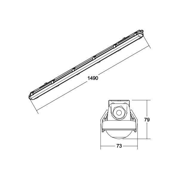 Brumberg 78013114 LED-Feuchtraum-Wannenleuchte HUMID ONE 1490 mm, 4000 K, 28 W, 3.600 lm, Betriebsgerät schaltbar