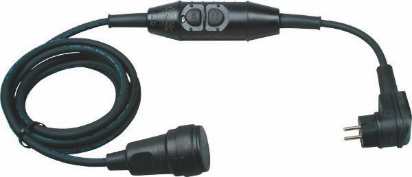 Bachmann 919.014 Verlängerung Personenschutz PRCD-S, Vollgummi-Kupplung 1-fach, 3,15 m, 230 V, 16 A, 30 mA, IP44 1-fach, schwarz