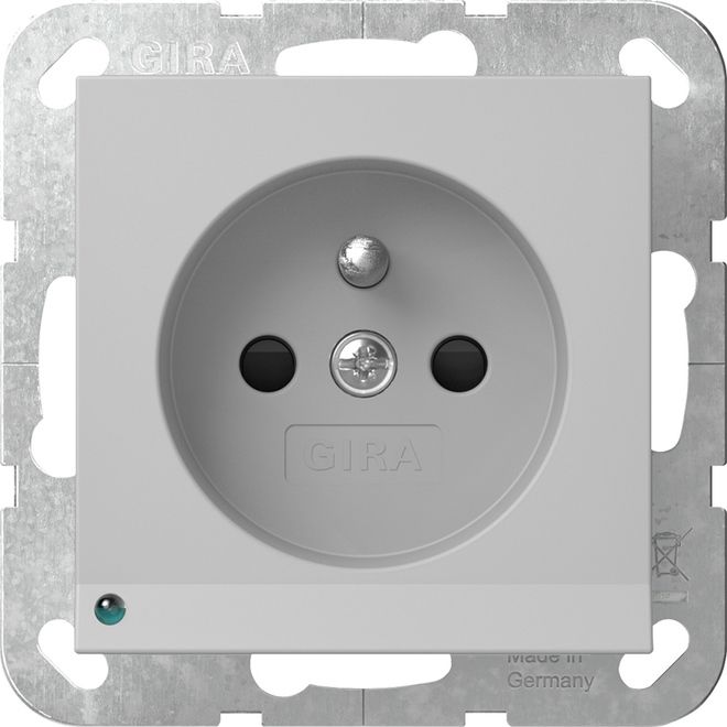 Gira 4489015 Steckdose Erdstift LED-Leuchte + Shutter System 55 Grau matt