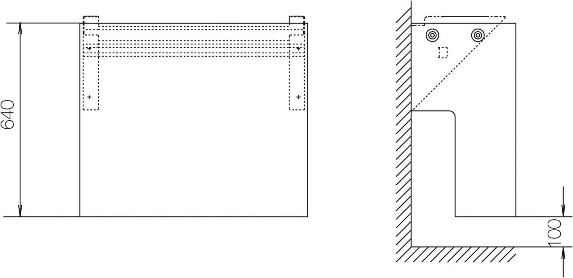ABN SX012 KVS-Wandkonsole Gr. 1 FB3, max. Belastung 250 kg Abdeckplatte, 6 Schieber, Höhe 640 mm, reinweiß