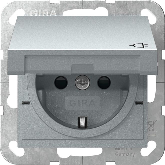 Gira 441426 Schutzkontakt-Steckdose Klappdeckel + Shutter System 55 F Alu