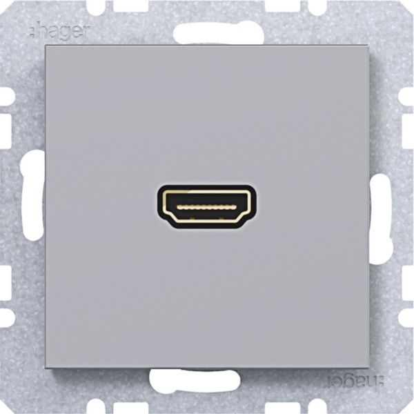 Hager WAF4380TA High Definition Steckdose HDMI mit 90° Steckanschluss, A.x/C.x, titan matt