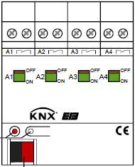 Gira 104500 Schaltaktor 4-fach 16 A mit Handbetätigung und Strommessung für C-Lasten, für KNX