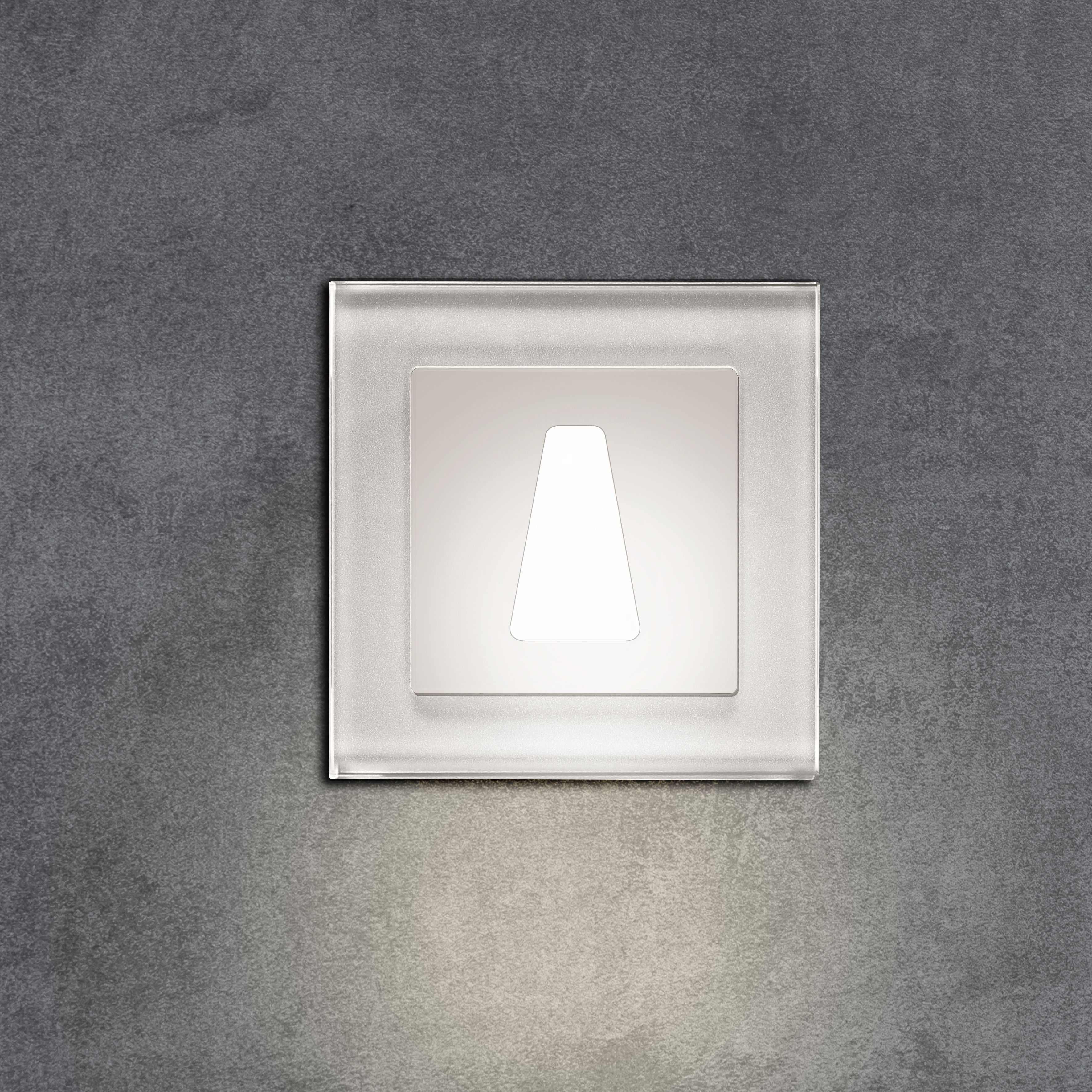 qles WET6036 Wandeinbauleuchte Trapez, für Merten D-Life, beleuchtet/LED/warmweiß (3000k), Edelstahl, lackiert, IP44