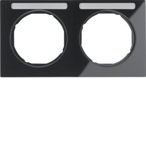 Berker 10122235 Rahmen 2-fach waagerecht mit Beschriftungsfeld R.3 schwarz glänzend