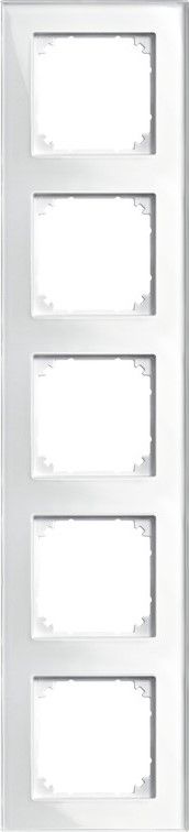 Merten 489519 Echtglasrahmen 5-fach, M-PLAN, Brillantweiß