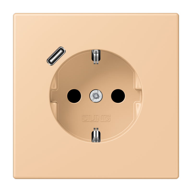 Jung LC152018C237 Schutzkontakt-Steckdose mit USB-Ladegerät Typ C, Safety+, Les Couleurs® 32122, terre sienne claire 31