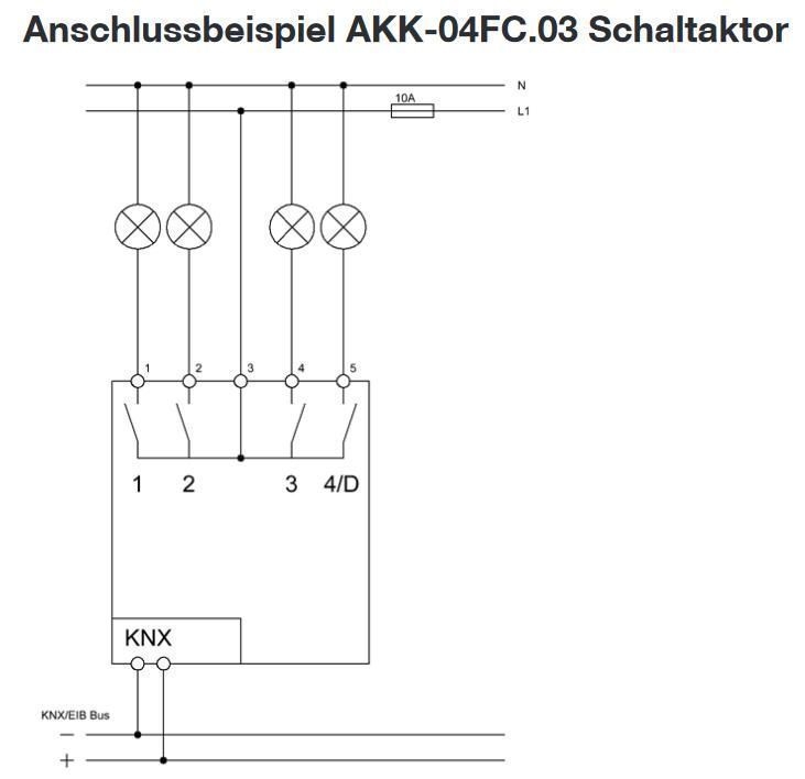 MDT AKK-04FC.03 Schaltaktor 4-fach, 2TE REG, 10A, 230VAC, Fan coil