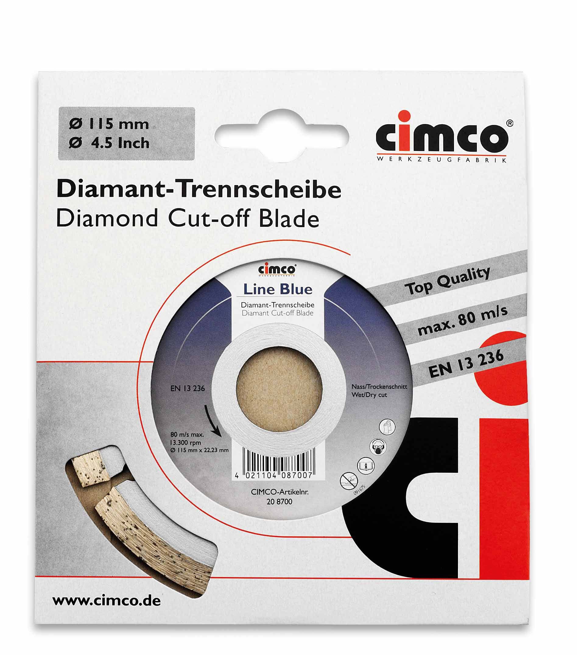 Cimco 20 8700 Diamant-Trennscheibe Line Blue, Pflaster Ø 115 mm