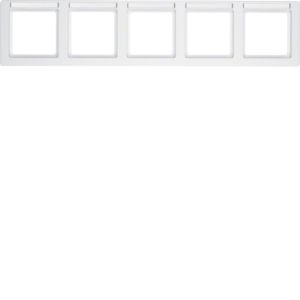 Berker 10256019 Rahmen 5-fach mit Beschriftungsfeld waagerecht, Q.1, polarweiß samt